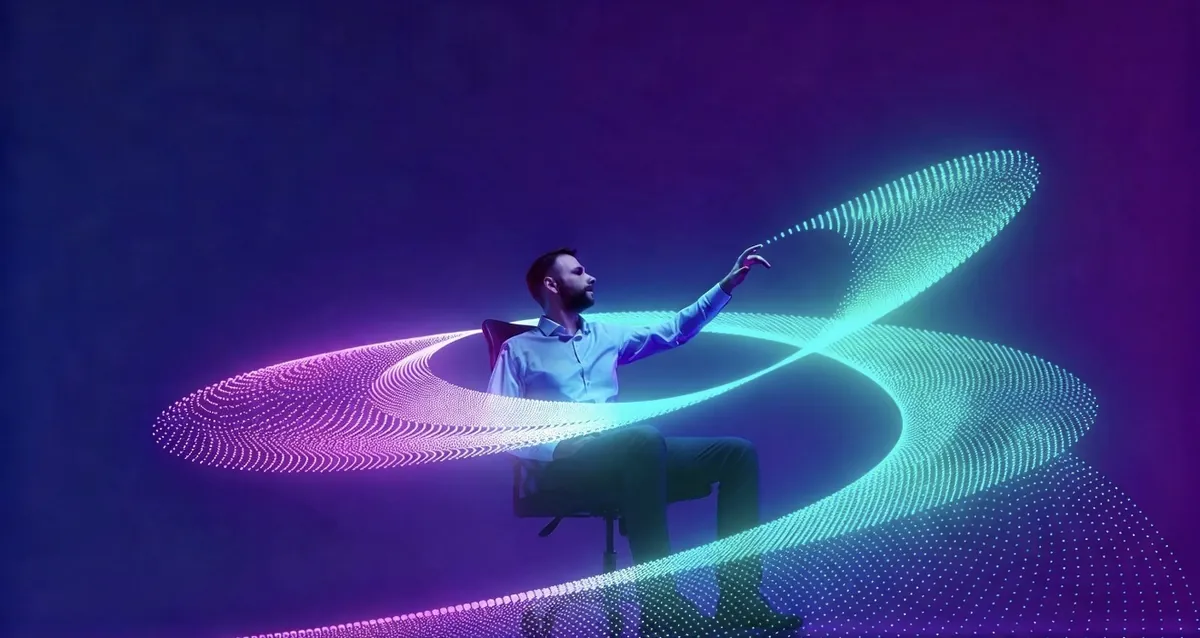 Hombre rodeado de una espiral de luz